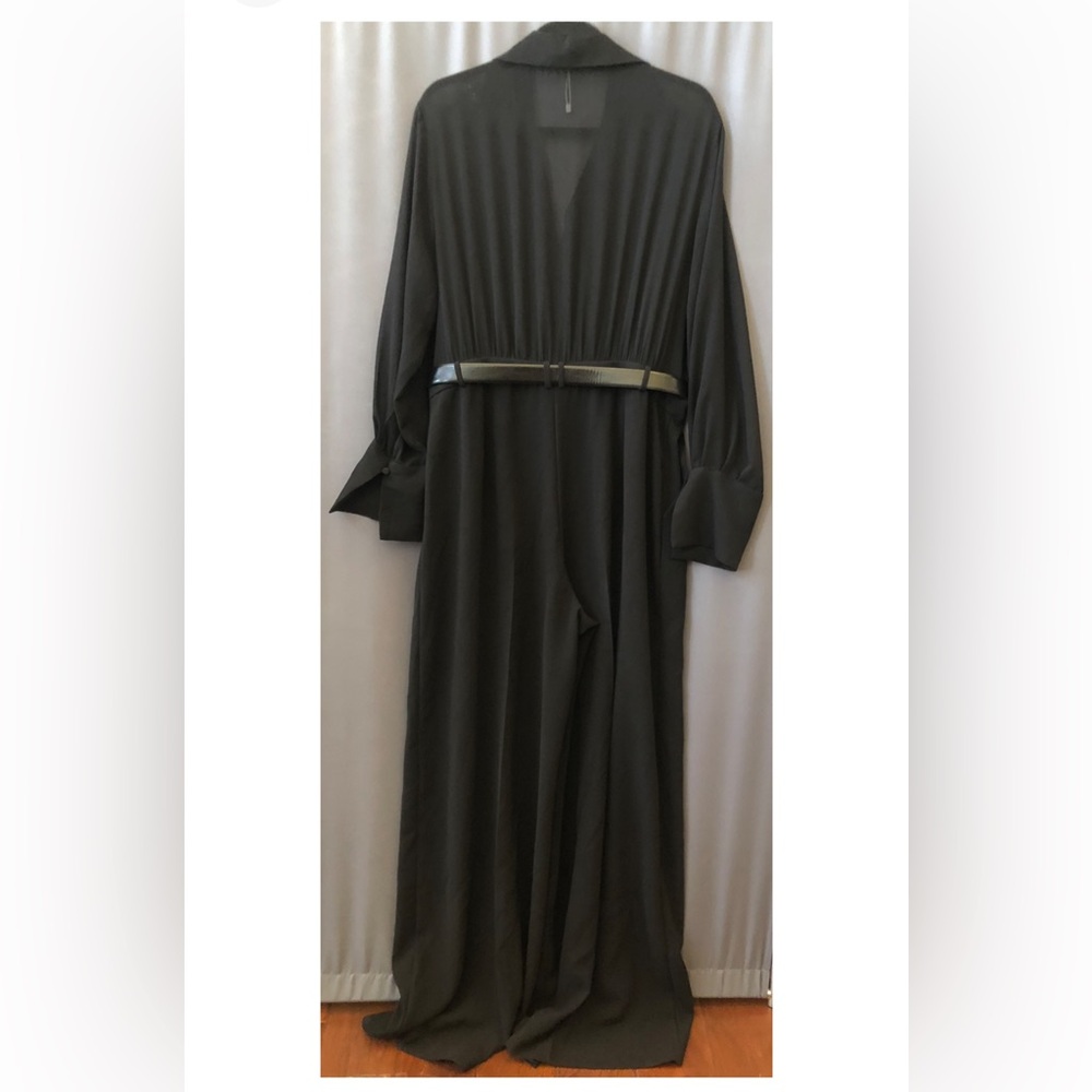 Mango belted long sleeve jumpsuit in black, Sz XL, New, crepe/chiffon - Picture 6 of 10